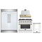 Forno 4-Piece Appliance Package - 36-Inch Gas Range, Wall Mount Range Hood, 60-Inch Refrigerator, Dishwasher in White with Antique Brass Trim