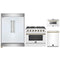 Forno 4-Piece Appliance Package - 36-Inch Gas Range, 60-Inch Refrigerator, Dishwasher, & 24-Inch Microwave Drawer in White with Antique Brass Handle