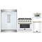 Forno 4-Piece Appliance Package - 36-Inch Gas Range, 60-Inch Refrigerator, Dishwasher, & 24-Inch Microwave Drawer in White with Antique Brass Trim