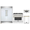 Forno 4-Piece Appliance Package - 36-Inch Gas Range, 60-Inch Refrigerator, Dishwasher, & 30-Inch Microwave Drawer in White with Antique Brass Handle