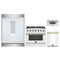 Forno 4-Piece Appliance Package - 36-Inch Gas Range, 60-Inch Refrigerator, Dishwasher, & 30-Inch Microwave Drawer in White with Antique Brass Trim