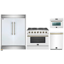 Forno 4-Piece Appliance Package - 36-Inch Gas Range, 60-Inch Refrigerator, Dishwasher, & 24-Inch Microwave Oven in White with Antique Brass Handle