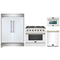 Forno 4-Piece Appliance Package - 36-Inch Gas Range, 60-Inch Refrigerator, Dishwasher, & 24-Inch Microwave Oven in White with Antique Brass Handle
