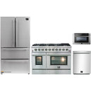 Forno 4-Piece Appliance Package - 48-Inch Gas Range, Refrigerator, 24-Inch Microwave Drawer, & 3-Rack Dishwasher in Stainless Steel