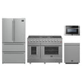 Forno 4-Piece Appliance Package - 48-Inch Gas Range, Refrigerator, 24-Inch Microwave Drawer, & 3-Rack Dishwasher in Stainless Steel