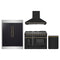 Forno 4-Piece Appliance Package - 48-Inch Gas Range, Wall Mount Range Hood, 60-Inch Built-In Convertible Refrigerator, and Dishwasher in Black with Antique Brass Trim