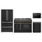 Forno 4-Piece Appliance Package - 48-Inch Gas Range, 36-Inch Refrigerator, 24-Inch Microwave Drawer, & Dishwasher in Black with Antique Brass Trim