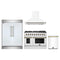 Forno 4-Piece Appliance Package - 48-Inch Gas Range, Wall Mount Range Hood, 60-Inch Built-In Convertible Refrigerator, and Dishwasher in White with Antique Brass Trim
