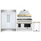 Forno 4-Piece Appliance Package - 48-Inch Gas Range, Wall Mount Range Hood, 60-Inch Refrigerator, Dishwasher in White with Antique Brass Handle