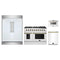Forno 4-Piece Appliance Package - 48-Inch Gas Range, 60-Inch Refrigerator, Dishwasher, & 24-Inch Microwave Drawer in White with Antique Brass Trim