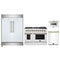 Forno 4-Piece Appliance Package - 48-Inch Gas Range, 60-Inch Refrigerator, Dishwasher, & 24-Inch Microwave Drawer in White with Antique Brass Handle