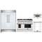 Forno 4-Piece Appliance Package - 48-Inch Gas Range, 60-Inch Refrigerator, Dishwasher, & 30-Inch Microwave Drawer in White with Antique Brass Handle