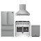 Forno 4-Piece Appliance Package - 36-Inch Galiano French Door Dual Fuel Range, Wall Mount Range Hood, 36-Inch Refrigerator, and Dishwasher in Stainless Steel