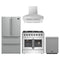 Forno 4-Piece Appliance Package - 36-Inch Galiano French Door Dual Fuel Range, Wall Mount Range Hood, 36-Inch Refrigerator, and Dishwasher in Stainless Steel