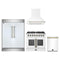 Forno 4-Piece Appliance Package - 36-Inch Galiano French Door Dual Fuel Range, Wall Mount Range Hood, 60-Inch Refrigerator, and Dishwasher in White with Antique Brass Trim