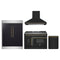 Forno 4-Piece Appliance Package - 48-Inch Galiano French Door Dual Fuel Range, Wall Mount Range Hood, 60-Inch Refrigerator, and Dishwasher in Black with Antique Brass Trim
