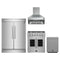 Forno 4-Piece Appliance Package - 30-Inch Galiano French Door Gas Range, Wall Mount Range Hood, 60-Inch Refrigerator, and Dishwasher in Stainless Steel