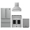 Forno 4-Piece Appliance Package - 30-Inch Galiano French Door Gas Range, Wall Mount Range Hood, 36-Inch Refrigerator, and Dishwasher in Stainless Steel