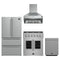 Forno 4-Piece Appliance Package - 30-Inch Galiano French Door Gas Range, Wall Mount Range Hood, 36-Inch Refrigerator, and Dishwasher in Stainless Steel