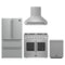 Forno 4-Piece Appliance Package - 36-Inch Galiano French Door Gas Range, Wall Mount Range Hood, 36-Inch Refrigerator, and Dishwasher in Stainless Steel
