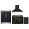 Forno 4-Piece Appliance Package - 48-Inch Galiano French Door Gas Range, Wall Mount Range Hood, 60-Inch Refrigerator, and Dishwasher in Black with Antique Brass Trim