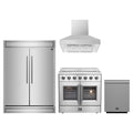 Forno 4-Piece Appliance Package - 36-Inch Galiano French Door Electric Range, Wall Mount Range Hood, 60-Inch Refrigerator, and Dishwasher in Stainless Steel