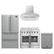 Forno 4-Piece Appliance Package - 36-Inch Galiano French Door Electric Range, Wall Mount Range Hood, 36-Inch Refrigerator, and Dishwasher in Stainless Steel