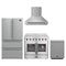 Forno 4-Piece Appliance Package - 36-Inch Galiano French Door Electric Range, Wall Mount Range Hood, 36-Inch Refrigerator, and Dishwasher in Stainless Steel