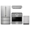 Thor Kitchen 4-Piece Appliance Package - 36-Inch Electric Range, French Door Refrigerator, Under Cabinet Hood, & Dishwasher in Stainless Steel