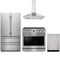 Thor Kitchen 4-Piece Appliance Package - 36-Inch Electric Range, French Door Refrigerator, Wall Mount Hood, & Dishwasher in Stainless Steel