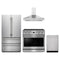Thor Kitchen 4-Piece Appliance Package - 36-Inch Electric Range, French Door Refrigerator, Wall Mount Hood, & Dishwasher in Stainless Steel
