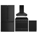 Thor Kitchen 4-Piece Appliance Package - 36-Inch Electric Range, 30-Inch Refrigerator, 36-Inch Wall Mount Range Hood, & 24-Inch Dishwasher in Black