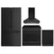 Thor Kitchen 4-Piece Appliance Package - 36-Inch Electric Range, 30-Inch Refrigerator, 36-Inch Wall Mount Range Hood, & 24-Inch Dishwasher in Black