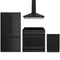 Thor Kitchen 4-Piece Appliance Package - 36-Inch Electric Range, Counter-Depth Refrigerator, Wall Mount Hood, & Dishwasher in Black