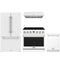 Thor Kitchen 4-Piece Appliance Package - 36-Inch Electric Range, French Door Refrigerator, Under Cabinet Hood, & Dishwasher in White