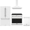 Thor Kitchen 4-Piece Appliance Package - 36-Inch Electric Range, French Door Refrigerator, Wall Mount Hood, & Dishwasher in White
