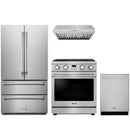 Stainless steel Thor Kitchen appliance package with 30-inch range, range hood, french door refrigerator, dishwasher