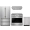 Thor Kitchen 4-Piece Appliance Package - 36-Inch Natural Gas Range, French Door Refrigerator, Under Cabinet Hood, & Dishwasher in Stainless Steel