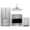 Thor Kitchen 4-Piece Appliance Package - 36-Inch Natural Gas Range, French Door Refrigerator, Wall Mount Hood, & Dishwasher in Stainless Steel