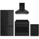 Thor Kitchen 4-Piece Appliance Package - 36-Inch Propane Gas Range, Refrigerator, Wall Mount Hood, and Dishwasher in Black Stainless Steel