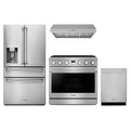 Thor Kitchen 4-Piece Appliance Package - 36-Inch Propane Gas Range, Refrigerator with Water Dispenser, Under Cabinet Hood, & Dishwasher in Stainless Steel