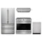 Thor Kitchen 4-Piece Appliance Package - 36-Inch Propane Gas Range, French Door Refrigerator, Under Cabinet Hood, & Dishwasher in Stainless Steel