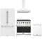 Thor Kitchen 4-Piece Appliance Package - 36-Inch Natural Gas Range, French Door Refrigerator, Wall Mount Hood, & Dishwasher in White