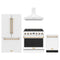 Thor Kitchen 4-Piece Appliance Package - 36-Inch Propane Gas Range, Counter-Depth Refrigerator, Wall Mount Hood, & Dishwasher in White with Bronze Trim