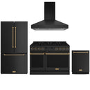 Black Thor Kitchen appliance package with 48-inch range, range hood, counter-depth refrigerator, dishwasher