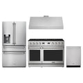 Thor Kitchen 4-Piece Appliance Package - 48-Inch Propane Gas Range, Refrigerator with Water Dispenser, Under Cabinet Hood, & Dishwasher in Stainless Steel