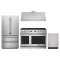 Thor Kitchen 4-Piece Appliance Package - 48-Inch Propane Gas Range, French Door Refrigerator, Under Cabinet Hood, & Dishwasher in Stainless Steel