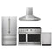 Thor Kitchen 4-Piece Appliance Package - 48-Inch Propane Gas Range, French Door Refrigerator, Wall Mount Hood, & Dishwasher in Stainless Steel