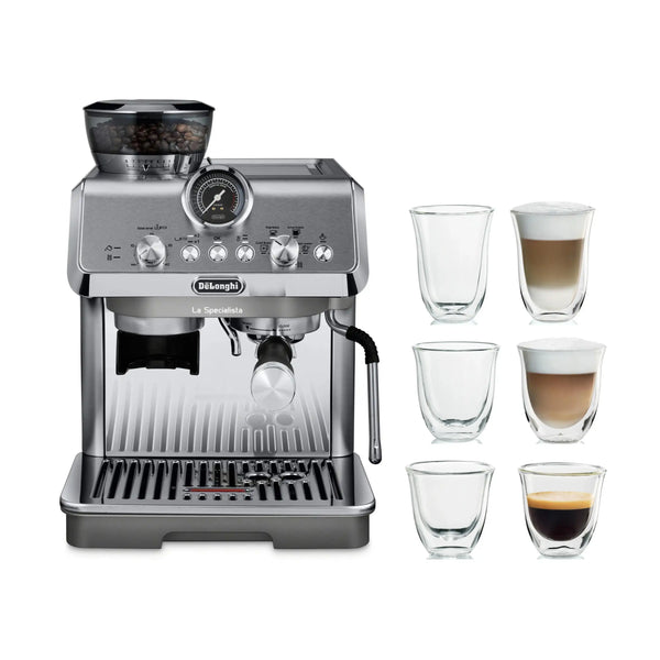 De'Longhi Package - La Specialista Arte Evo Espresso Machine with Espresso Glass Set