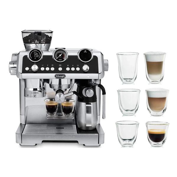 De'Longhi Package - La Specialista Maestro Sensor Grinding, Milk Frothing Espresso Machine with Espresso Glass Set